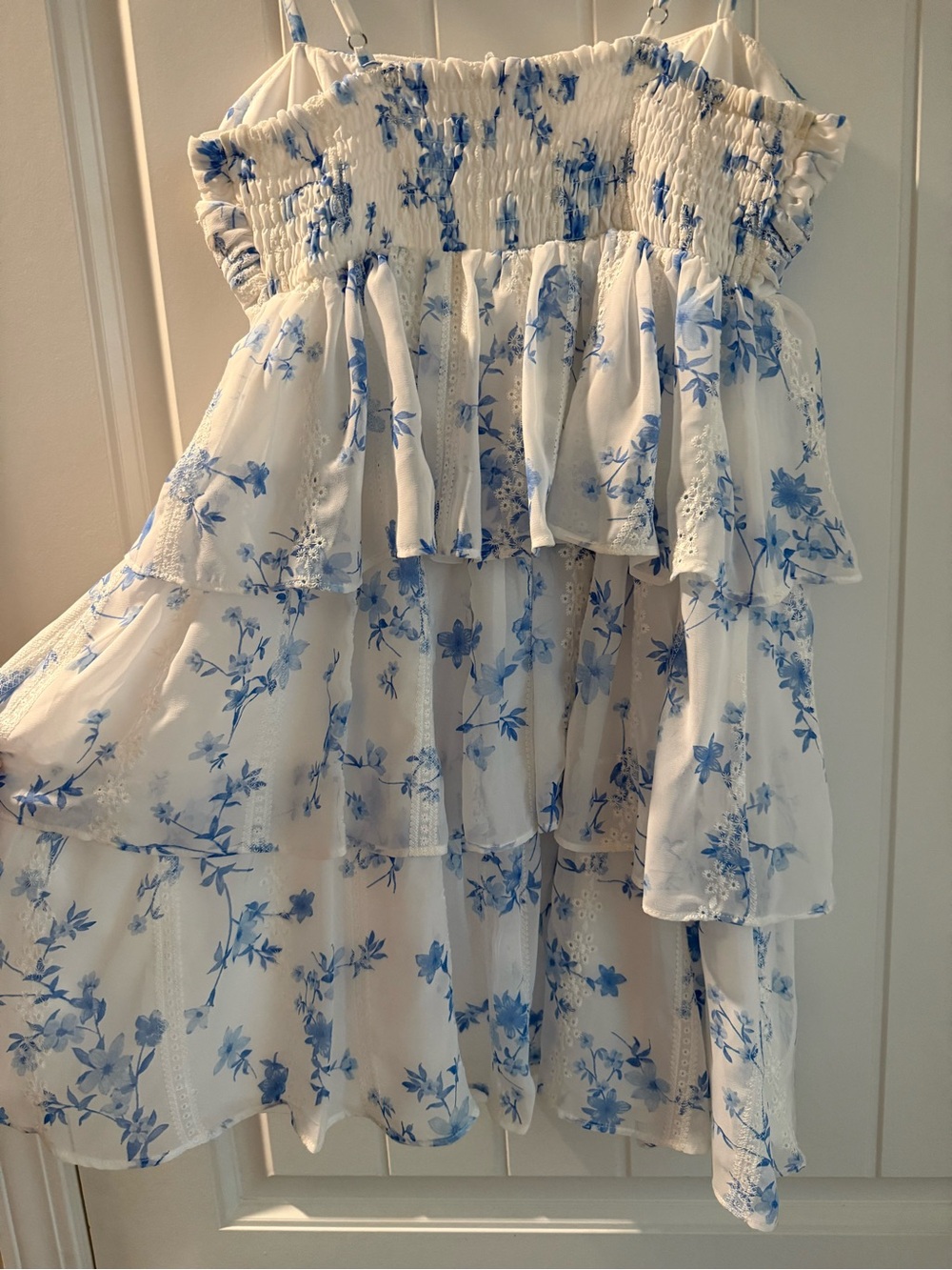 Altar'd State White Mini Dress with Blue Floral Print - Picture 4 of 5